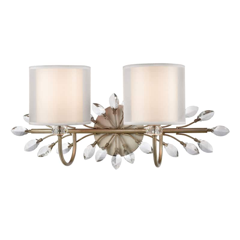 Elk Home Asbury Aged Silver With White Shade 2 Light Vanity Light - Aged Silver