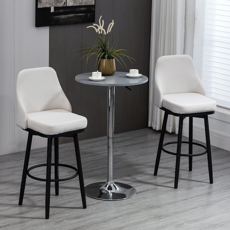 Upholstered Breakfast Stools Modern 360° Swivel Seat Height Upholstered Kitchen Chairs with Steel Legs and Footrest