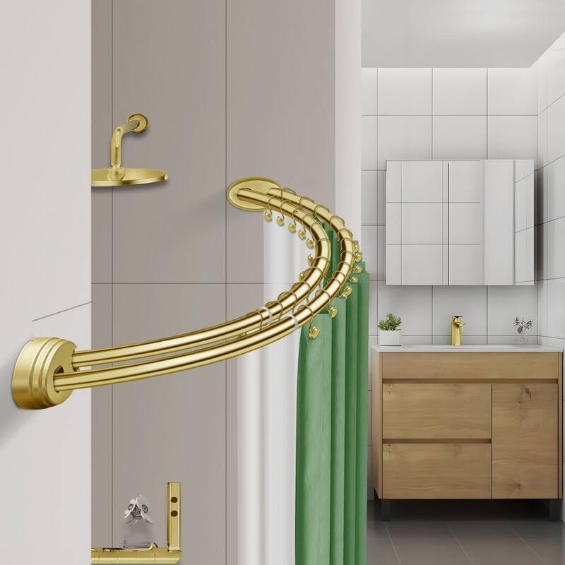 Utopia Alley Rustproof Wall Mounted Aluminum Double Curved Shower Curtain Rod, Screw Mount Rod, Adjustable Rod from 45" to 72"