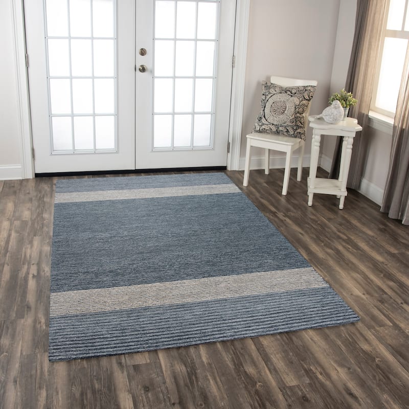 Alora Decor Wondrous Blue Hand-tufted Wool Rug