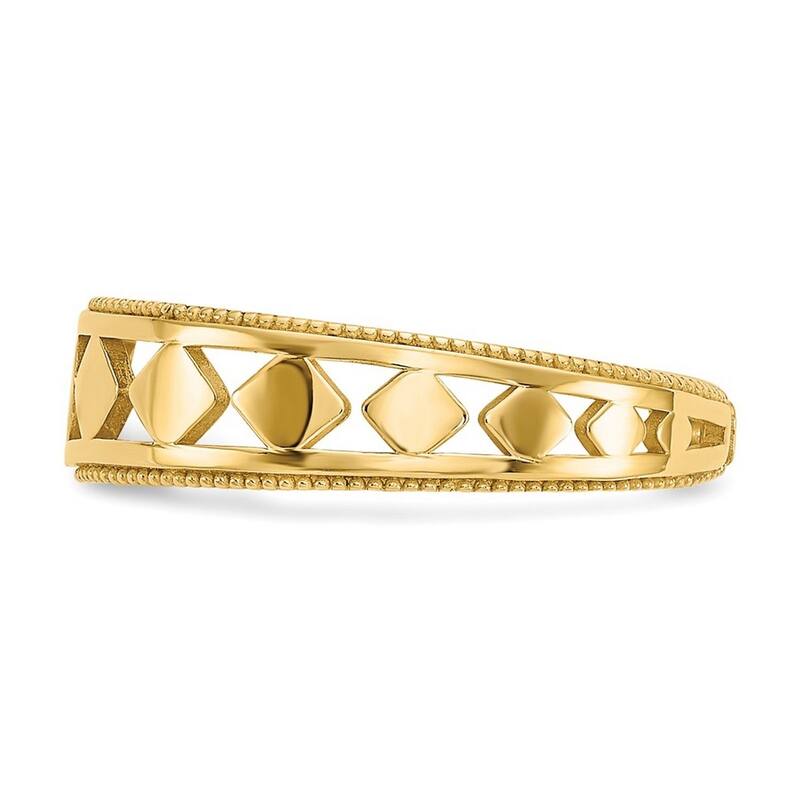 Curata 14 karat Yellow Gold Solid Textured Polished Diamond Shapes Toe Ring
