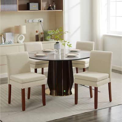 Set of 2 Upholstered Dining Chairs Modern Sidechair Performance Fabric High Back Armlesschair for Diningroom Kitchen