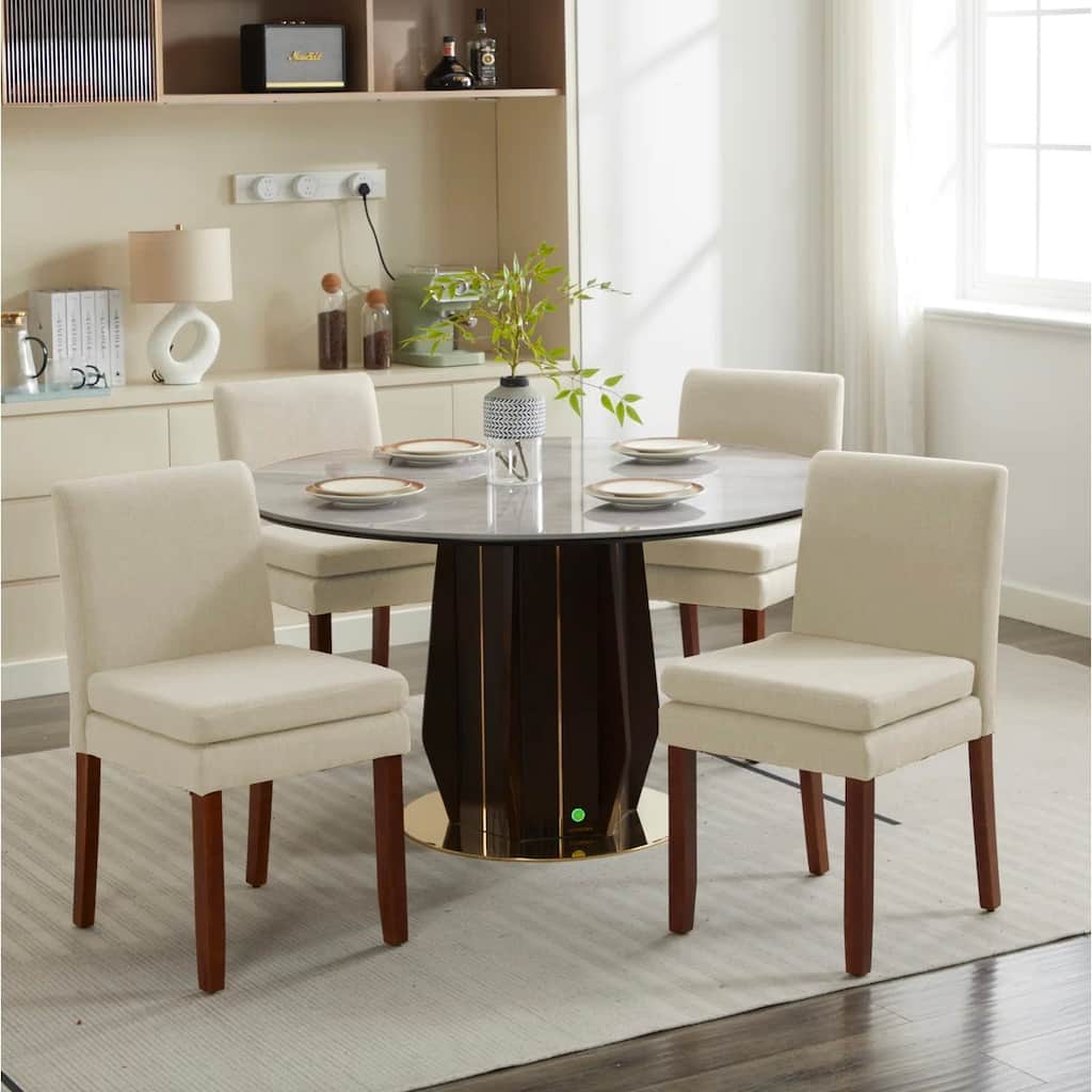Set of 2 Upholstered Dining Chairs Modern Sidechair Performance Fabric High Back Armlesschair for Diningroom Kitchen