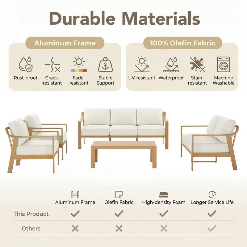 Spruce & Spring Outdoor Patio Furniture Set Aluminum Sofa Accent Chair