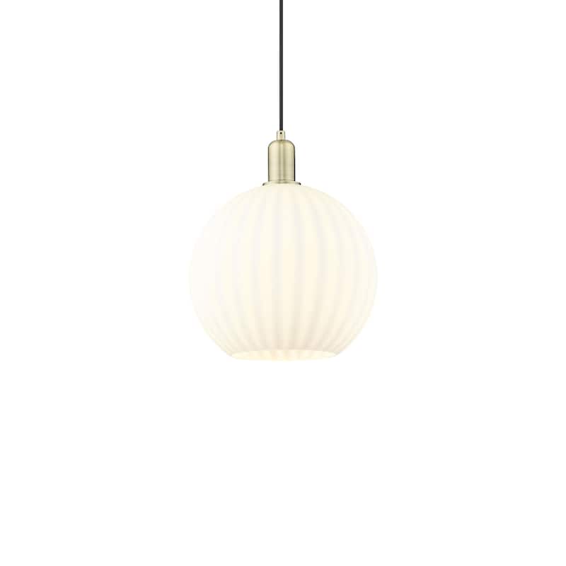 Innovations Lighting 716-1P-15-12 White Venetian Pendant White - Antique Brass / White Venetian