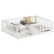 preview thumbnail 4 of 3, Multi-function Design Wood Floor Bed with Fence and Door for Kids, Full Size, White