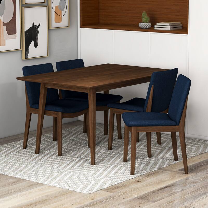 Varsan Modern Solid Wood Dining Table and Chair Set 5 Piece Dining Room Furniture Set