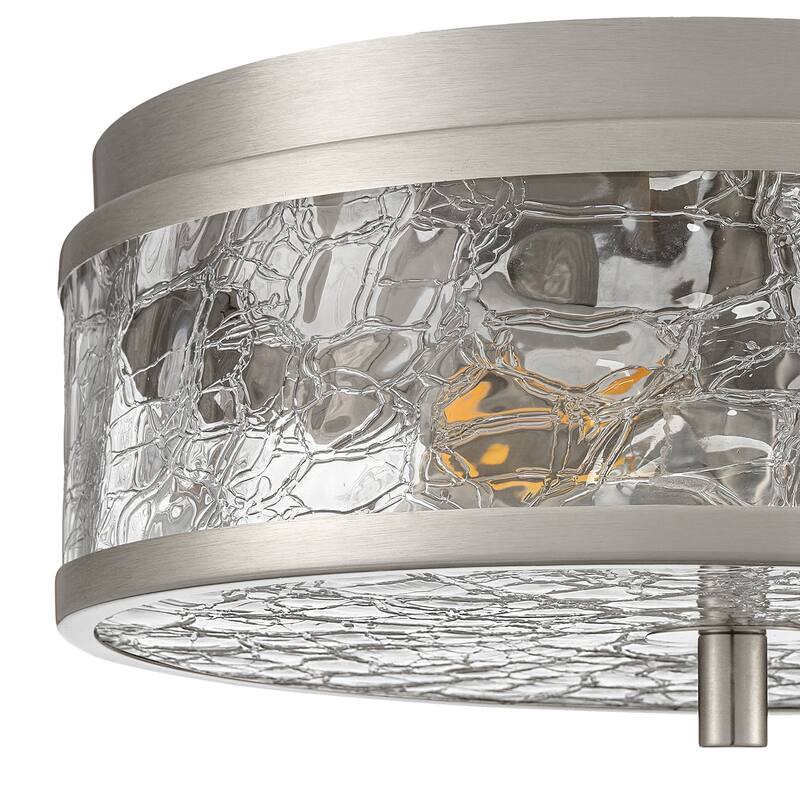 2-Light Farmhouse Drum Flush Mount Ceiling Light with Glass Shade - 12 inch