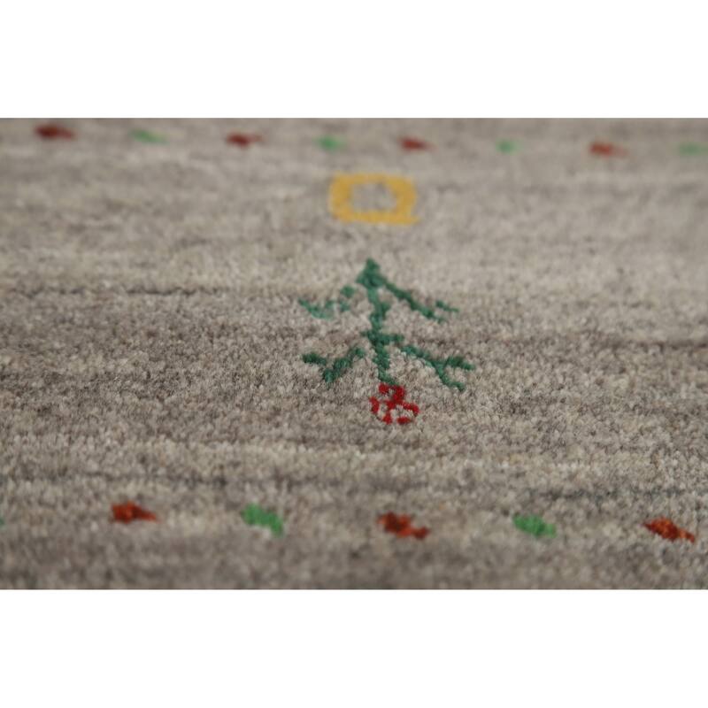 Hand Knotted Oriental 100% Wool Carpet Tribal Animal Pictorial Greys & Charcoal Gabbeh Area Rug - 9' 9'' X 7' 11''