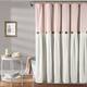 Lush Decor Two-tone Linen Button Shower Curtain - Blush & White - 72" x 72"