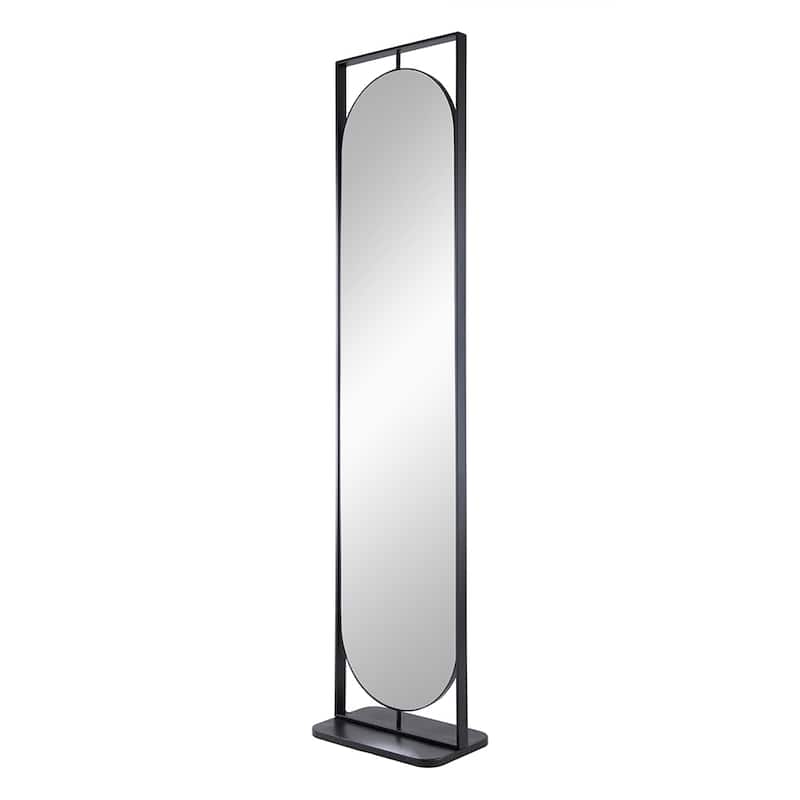18" x 12" x78" Full Length Standing Mirror, 360° Swivel Floor Mirror for Bedroom Living Room Vanity Entryway - Black - Black