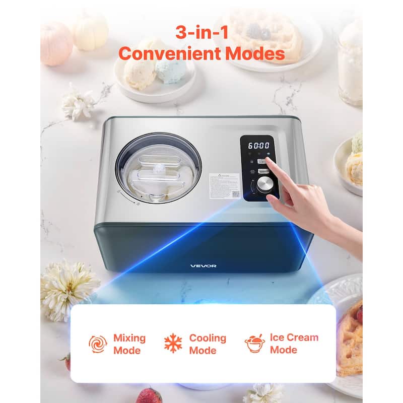 Home Ice Cream Maker with 1.5 Quart Capacity and Compressor - 16.73 x 11.42 x 9.65 inch