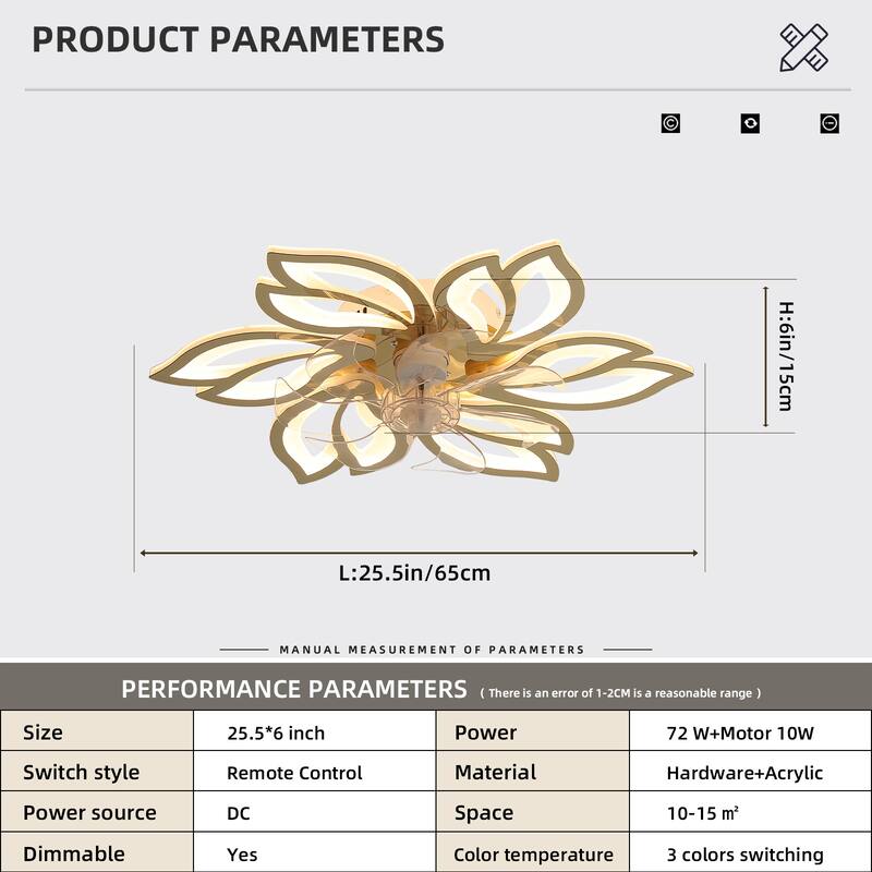 30'' 7 - Blade Ceiling Fan with LED Lights，Indoor Remote Control Ceiling Fans with Lights