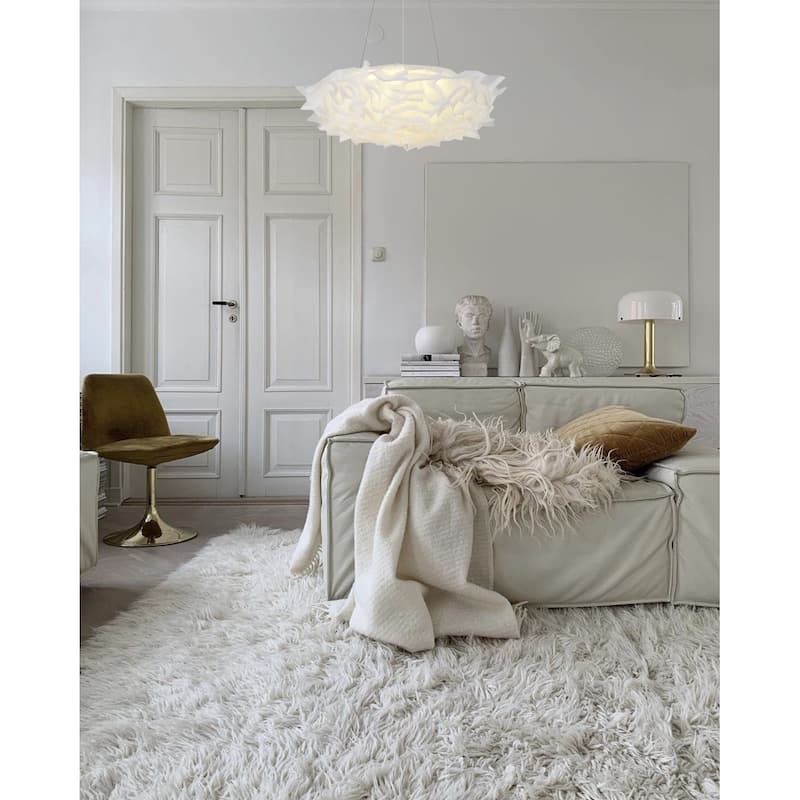 1-Light White Acrylic LED Chandelier With White hardware