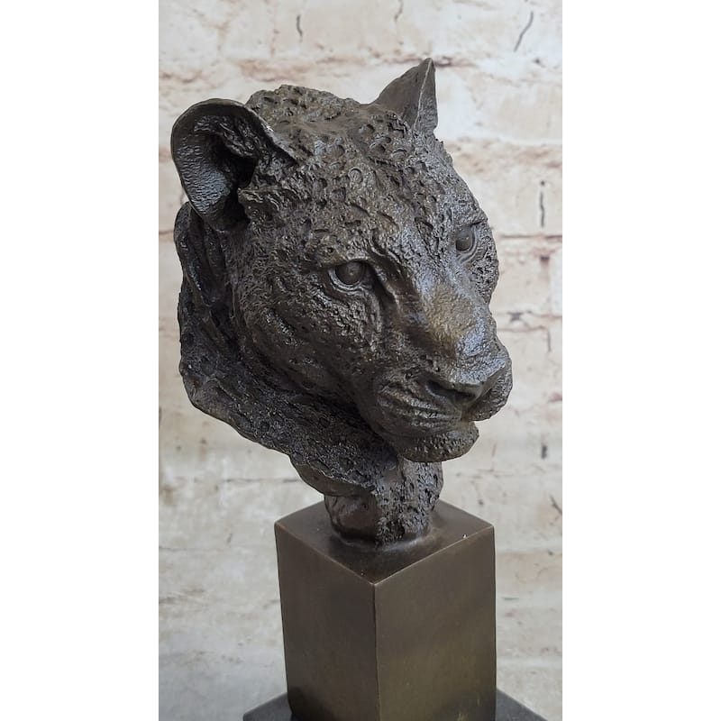 African Cheetah Bronze Bust Sculpture Figurine By Mene Animal Figure Art Marble
