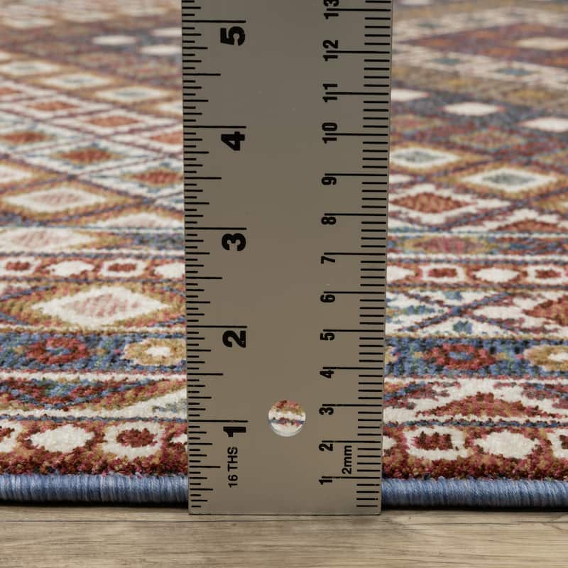 Style Haven Henretta Bohemian Diamond Red/Multi Fringe Edge Area Rug