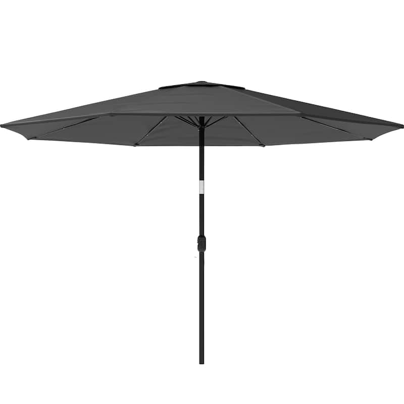 Patio Umbrella with Lights - 10 ft Outdoor Sun Shade Canopy with 32 Solar LEDs by Pure Garden (Gray)
