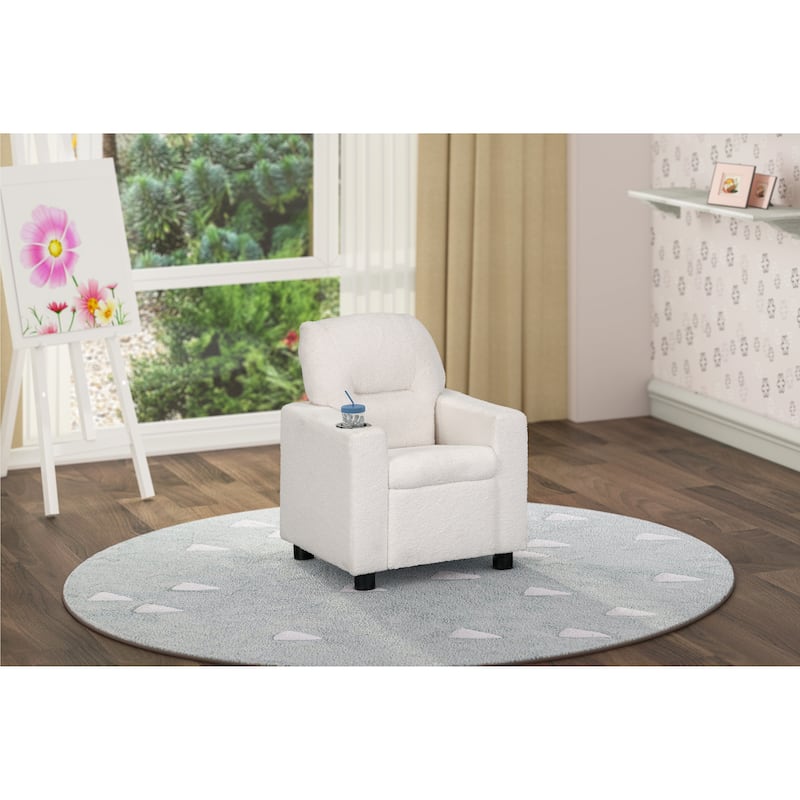 Olive & Opie Oakley Kids Recliner - Wooly White