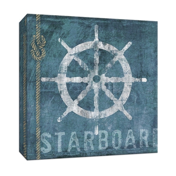 PTM Images 9-146867 PTM Canvas Collection 12" x 12" - "Starboard" Giclee Ship Wheels Art Print on Canvas