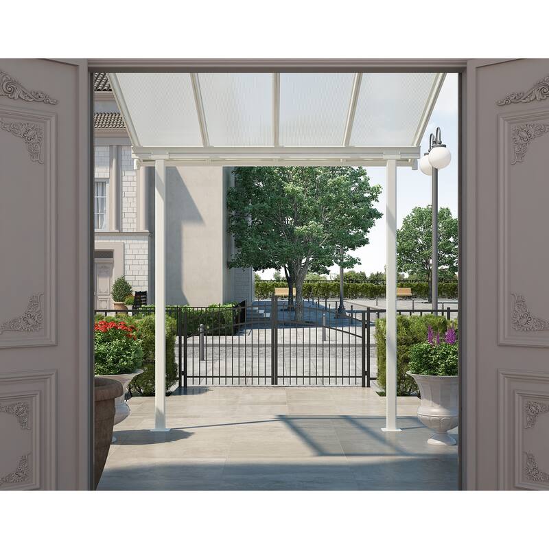 Sierra 7.5 ft. White & Grey Clear Panel Aluminum Patio Cover
