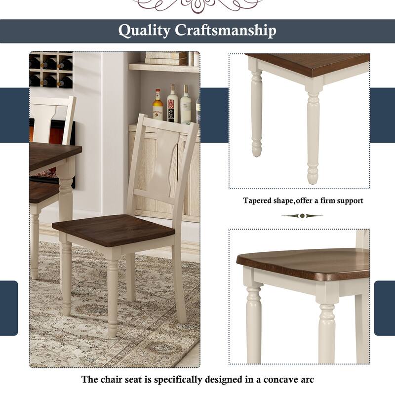 Classic 6-Piece Wooden Dining Table Set with 4 Chairs & Bench