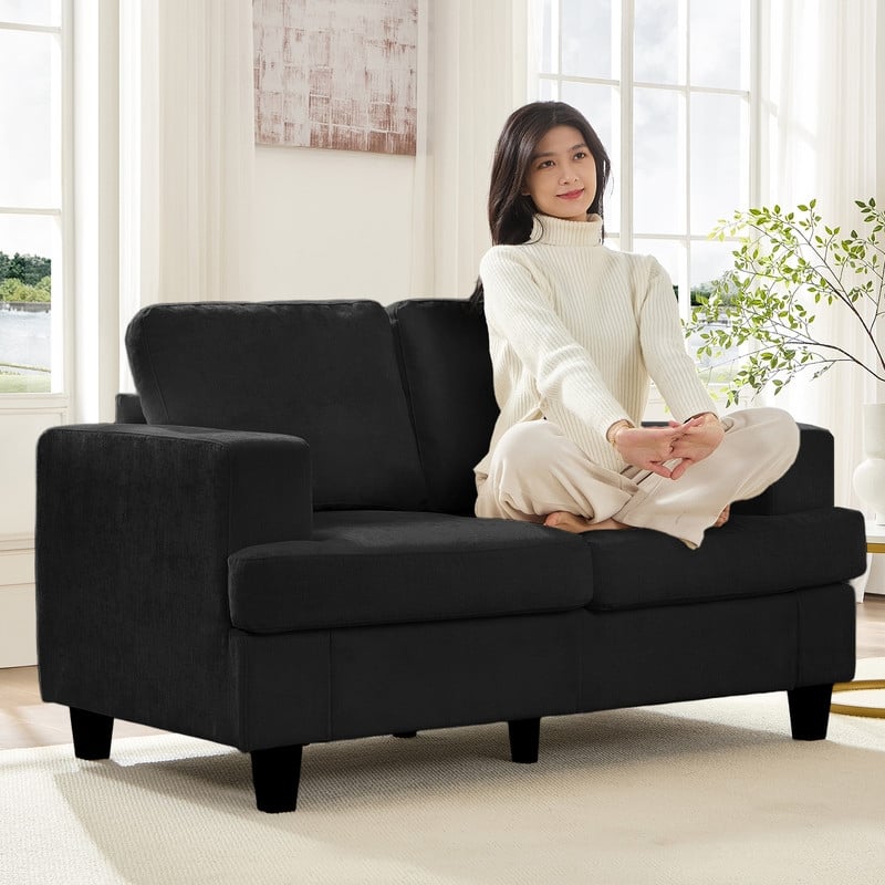 Mixoy W56"Loveseat Sectional Sofa,Chenille Fabric Cloud Sleeper Comfy Upholstered 2-Seater Couches