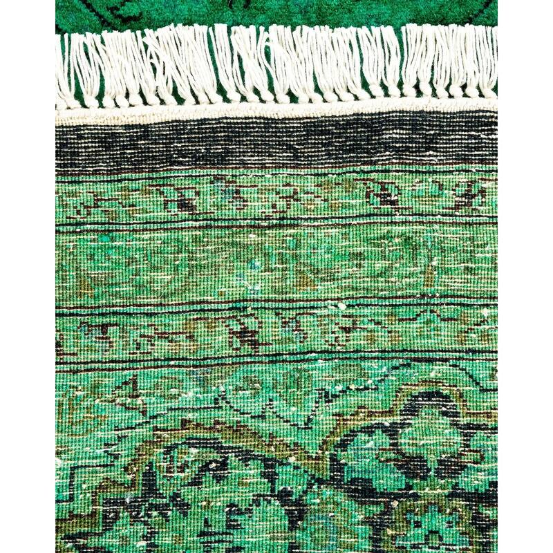 Overton Hand Knotted Wool Vintage Inspired Modern Contemporary Overdyed Green Octagon Area Rug - 7' 1" x 7' 1"