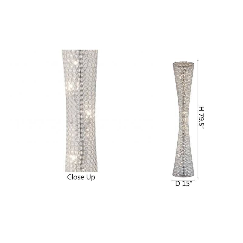 15-Light Clear Crystal Beaded Frame Floor Lamp with Chrome Hardware