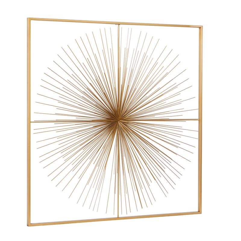 Metal Starburst Handmade Large 3D Wall Decor with Square Frame - Gold - CosmoLiving by Cosmopolitan