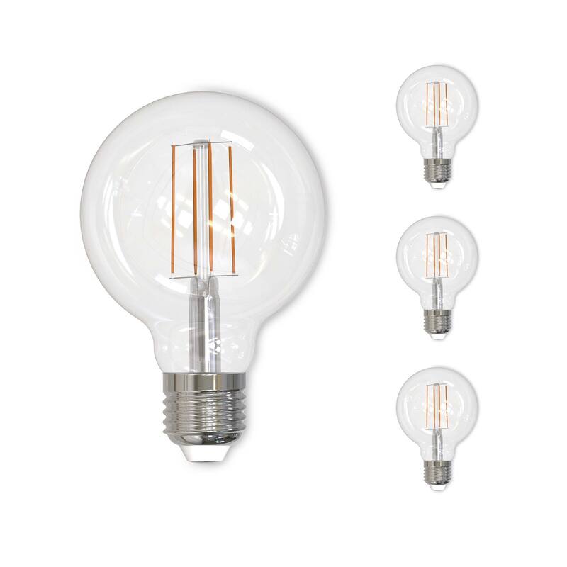Bulbrite Pack of (4) Dimmable Clear Filament Medium (E26) LED Bulb - 8.5Watt- 800 Lumens, 2700K, and 90 CRI - Warm White Light