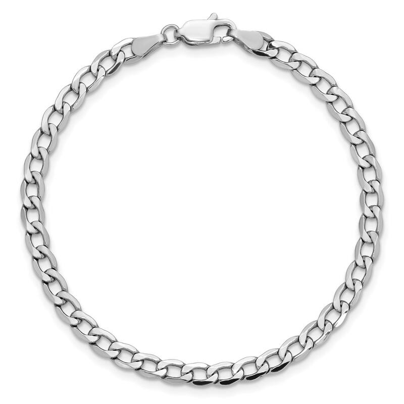 Curata 14k White Gold 8" 4.3mm Semi solid Curb Link Chain Bracelet