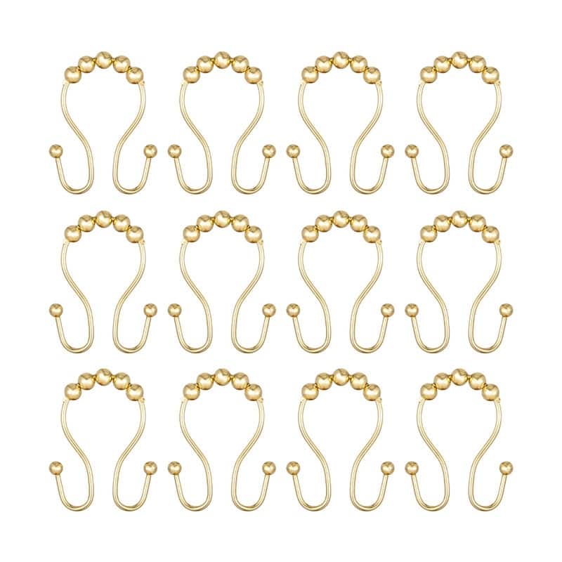 Utopia Alley Double Roller Ball Stainless Steel Shower Curtain Hooks Rings, Set of 12