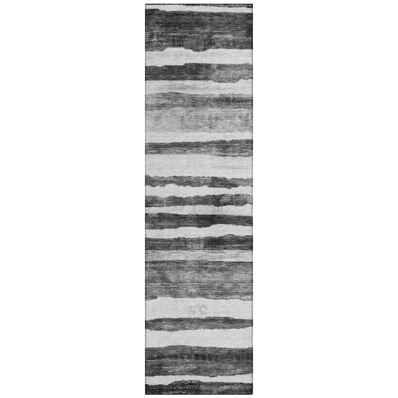Machine Washable Indoor/ Outdoor Moroccan Stripe Chantille Rug