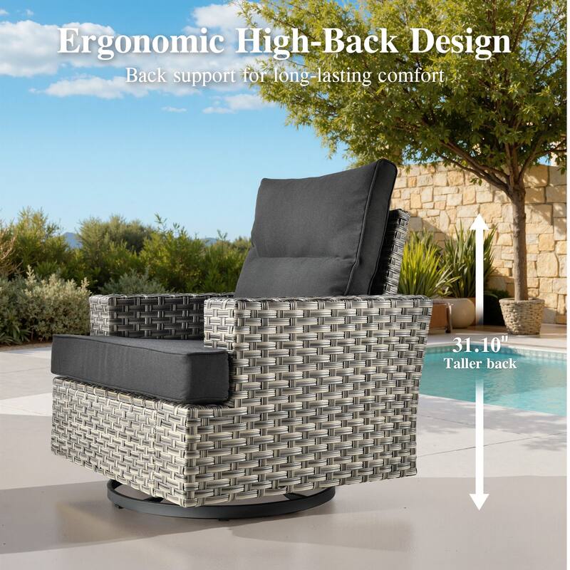 OVIOS 9 Pieces T shaped Seat Curved Swivel Chair Set With Fire Pit