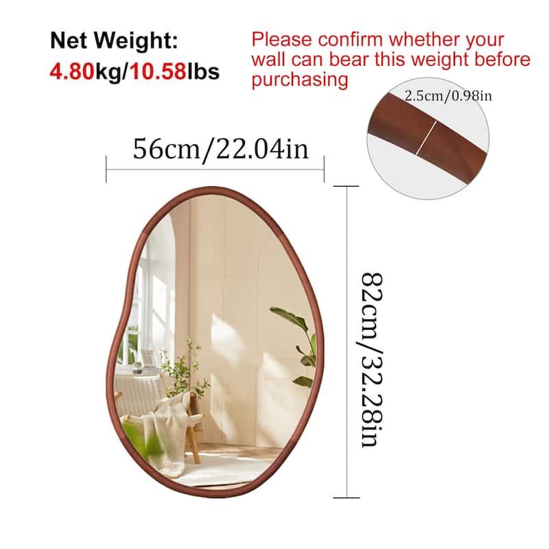 Asymmetrical Decorative Wall Mirror Irregular Wood Frame