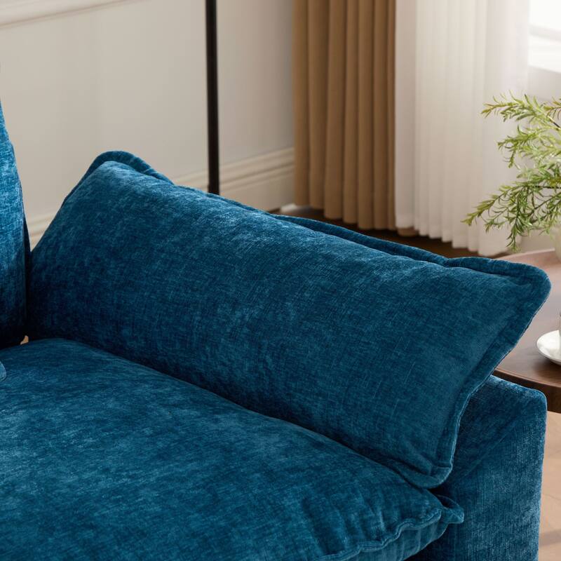 Breathable Chenille Accent Chair Single Sofa Armchair with Double Layer Seat Cushions and Pillow for Living Room, Apartment