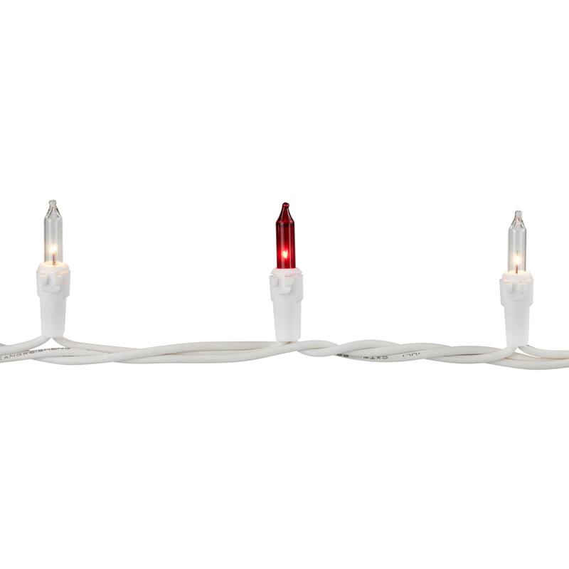 100-Count Red and Clear Mini Christmas Light Set, 20.25ft White Wire