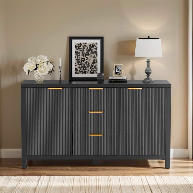 47" Modern Credenza with Adjustable Shelves Storage Cabinet