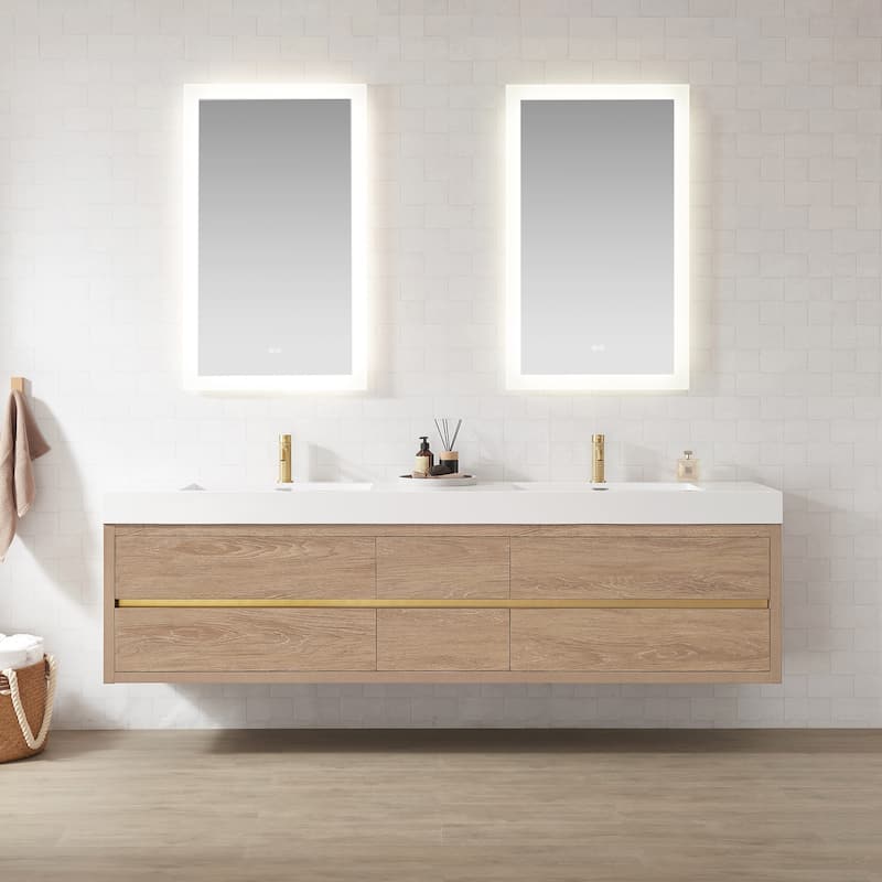 Miseno MV-ALIS84-WHT-NM Palencia 84" Wall Mounted Double Basin Vanity