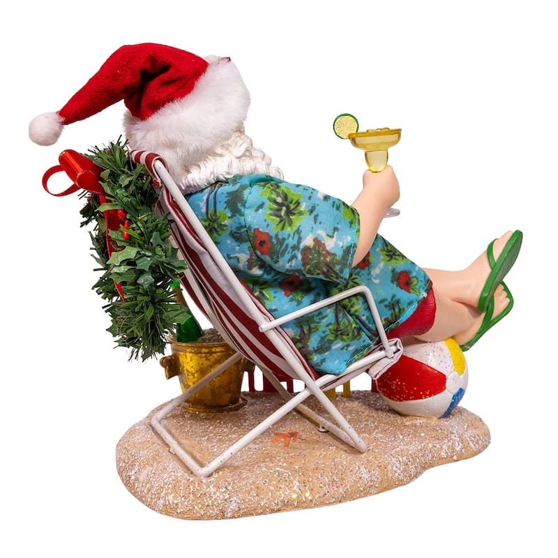 Kurt Adler 8.5-Inch Fabriche Santa Sitting on Beach Chair