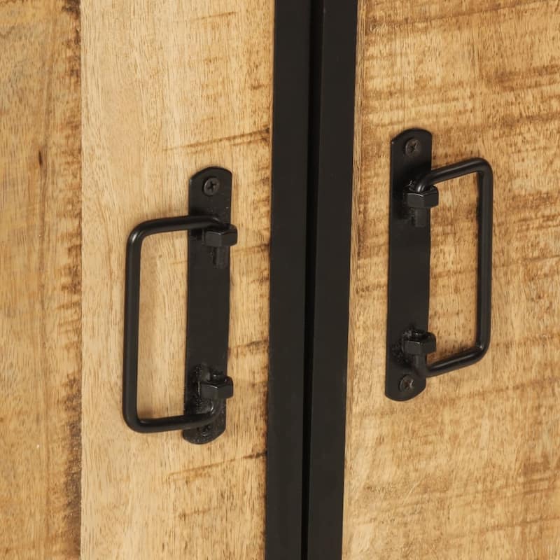 vidaXL Bathroom Sink Cabinet Natural wood Solid mango wood, Iron Medium - 13.8 x 21.7 x 23.6 in