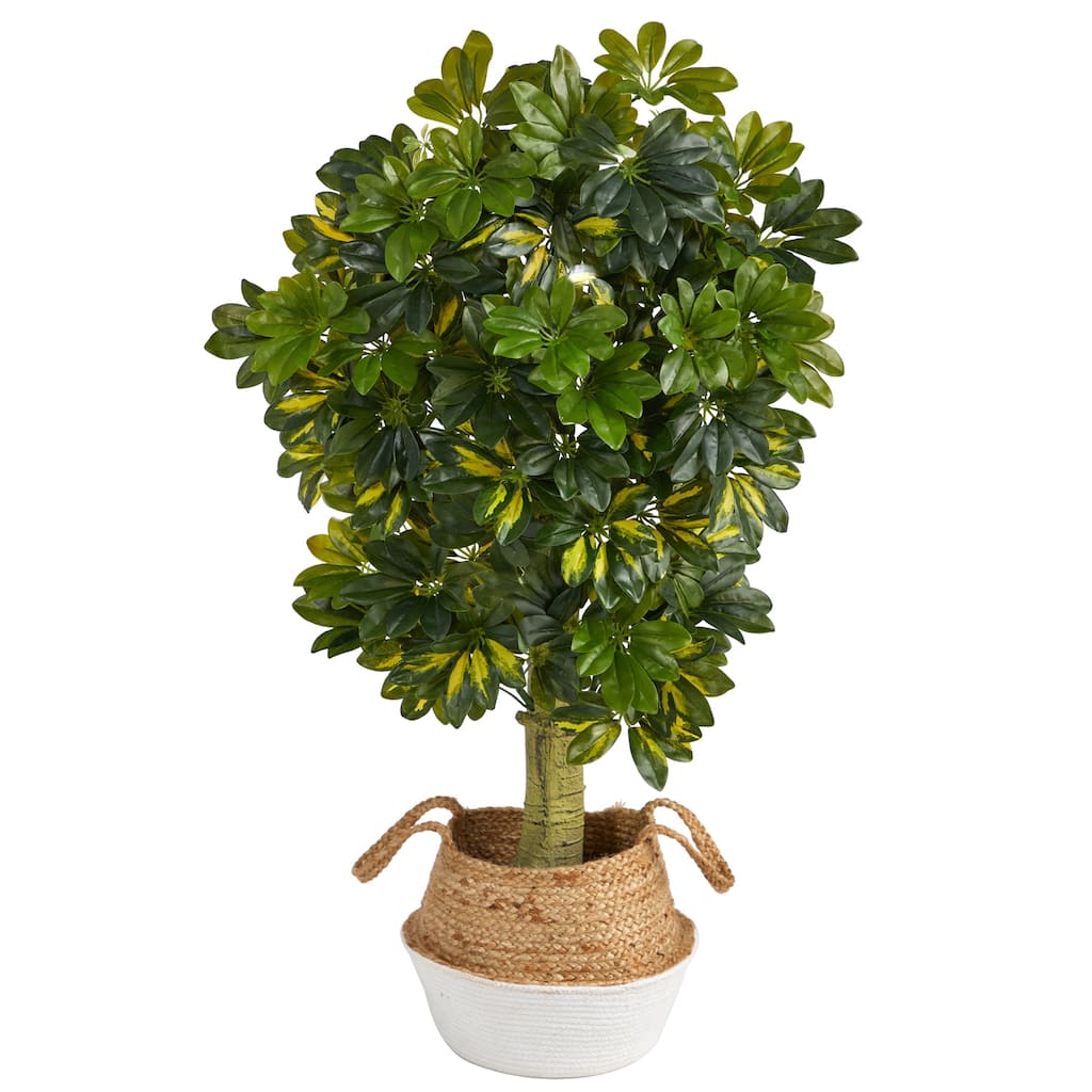 Artificial Schefflera Tree 4ft Real Touch Indoor Plant with Planter - Green - 61 Inches and Over