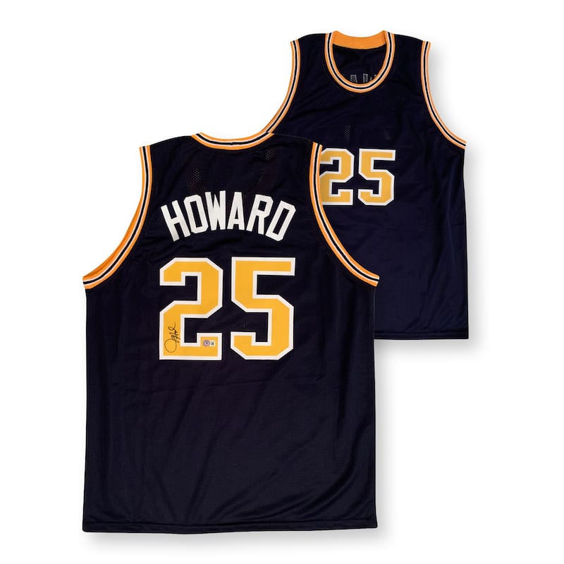 Juwan Howard Autographed Blue College Style Signed Basketball Jersey Beckett BAS COA - 8'6" x 11'6"