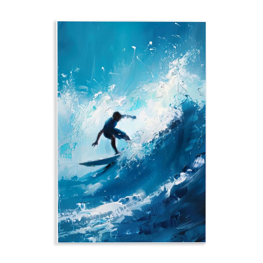 Stupell Surfer & Splashing Wave Wall Plaque Art Design By LSR Design Studio