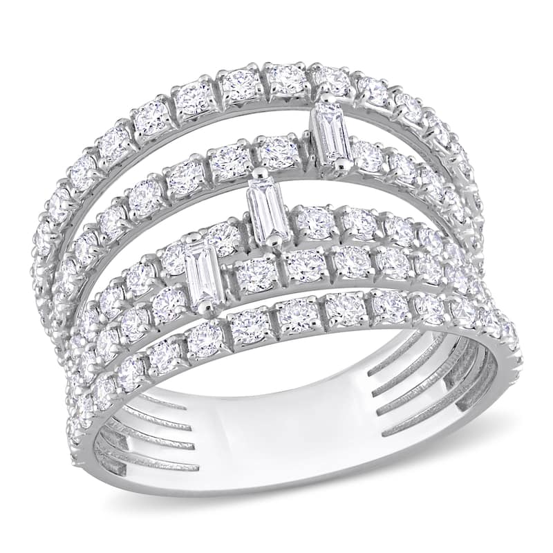 Miadora 2ct TDW Parallel Baguette-Cut Diamond Split Shank Ring in 14k White Gold