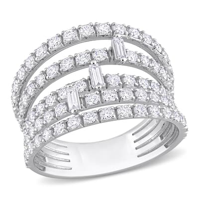 Miadora 2ct TDW Parallel Baguette-Cut Diamond Split Shank Ring in 14k White Gold