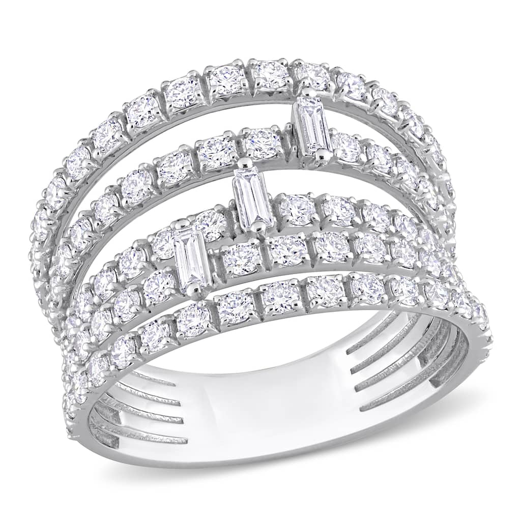 Miadora 2ct TDW Parallel Baguette-Cut Diamond Split Shank Ring in 14k White Gold