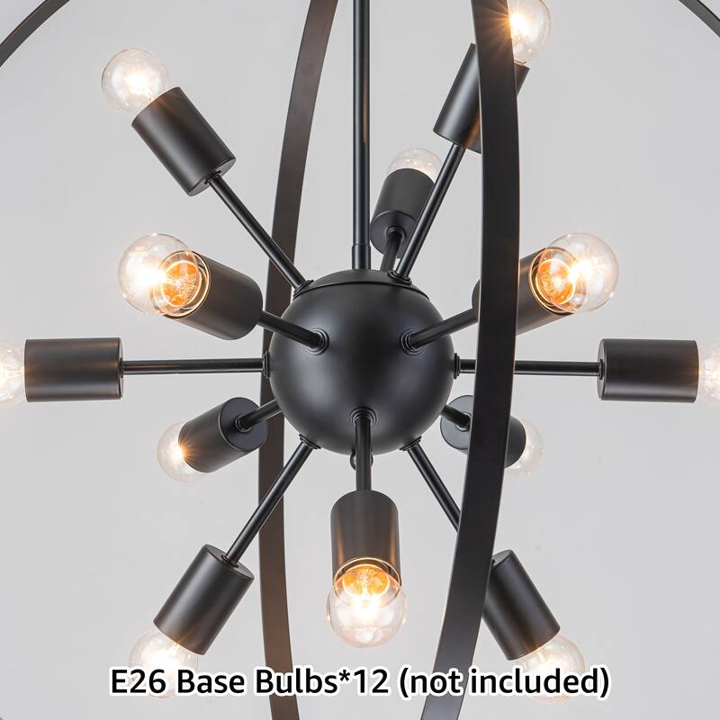 Starsky 12-Light 25in Mid-Century Modern Caged Ceiling Lights Lantern Globe Chandelier