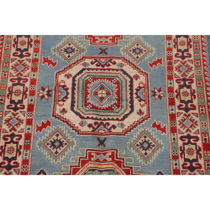 Light Blue Kazak Accent Rug Hand-Knotted Wool Carpet - 3'0"x 5'1"