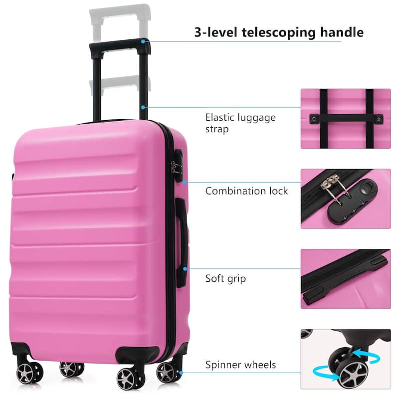 Hardshell ABS Luggage Set - Lightweight & Durable Suitcases with Dual Spinner Wheels, Carry-On & Check-In Sizes